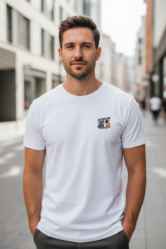Weiß: Herren Bio T-Shirt Auf die 1 Weiß von TextilRebell – GOTS-zertifiziert, 180 g/m², faire Produktion