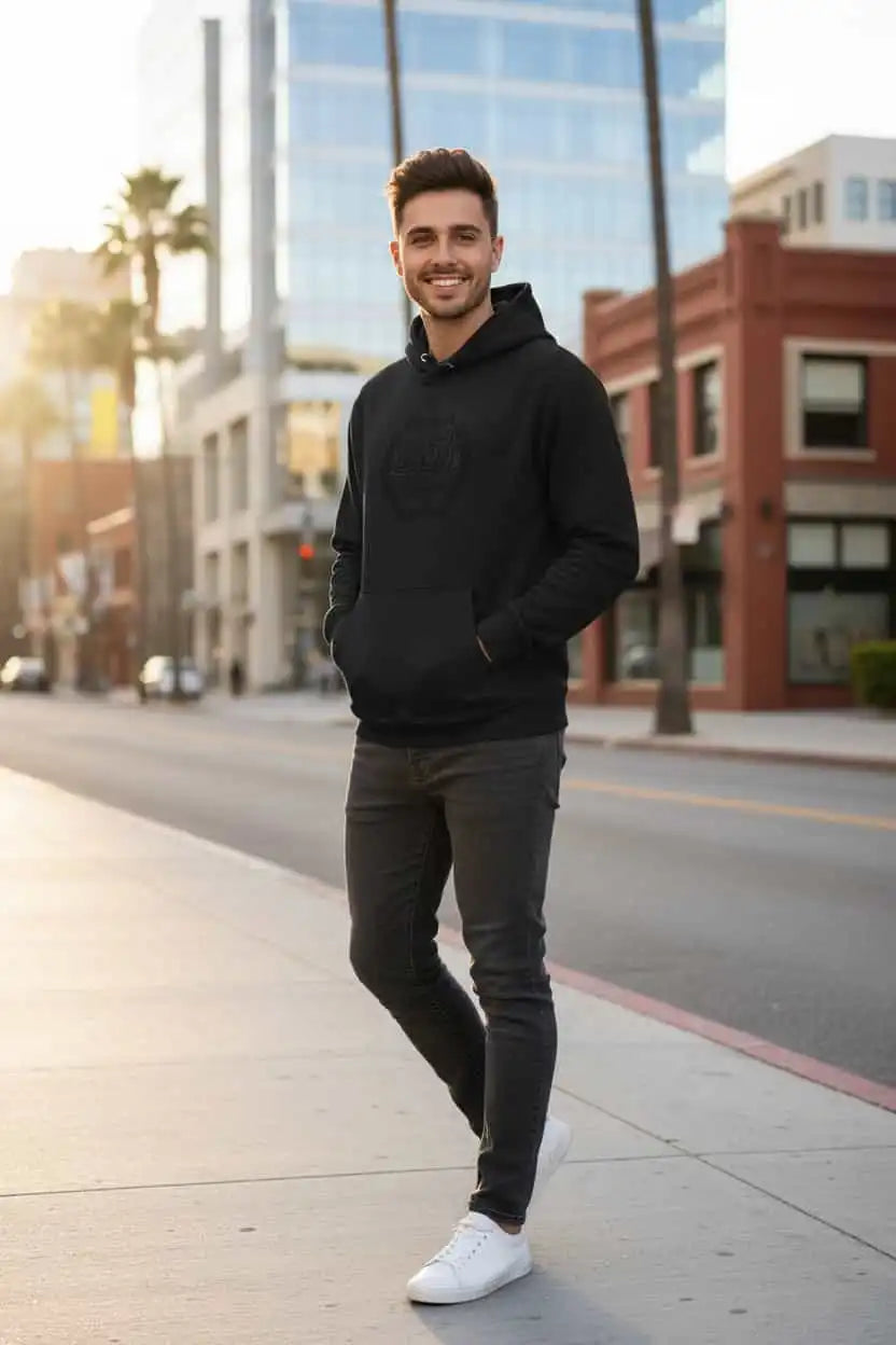 Herren Bio Hoodie Germans are Poets Thinkers and Warriors Schwarz von TextilRebell – GOTS-zertifiziert, 350 g/m²