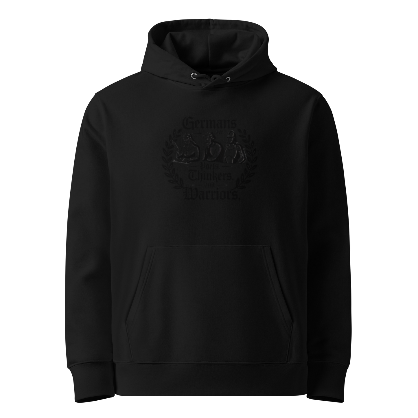 Schwarz: Herren Bio Hoodie Germans are Poets Thinkers and Warriors Schwarz von TextilRebell – GOTS-zertifiziert, 350 g/m²