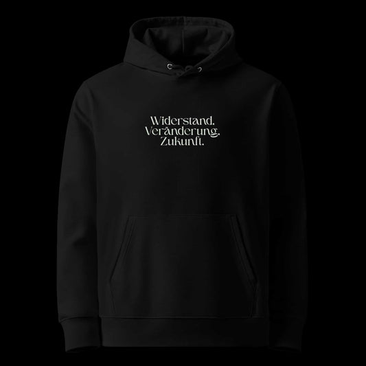 Schwarz: Herren Bio Hoodie Widerstand Schwarz von TextilRebell – GOTS-zertifiziert, 350 g/m², nachhaltiger Streetwear-Style