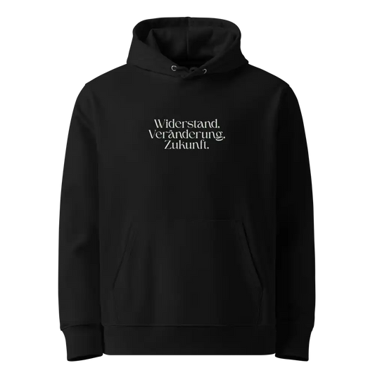 Herren Bio Hoodie Widerstand Schwarz von TextilRebell – GOTS-zertifiziert, 350 g/m², nachhaltiger Streetwear-Style
