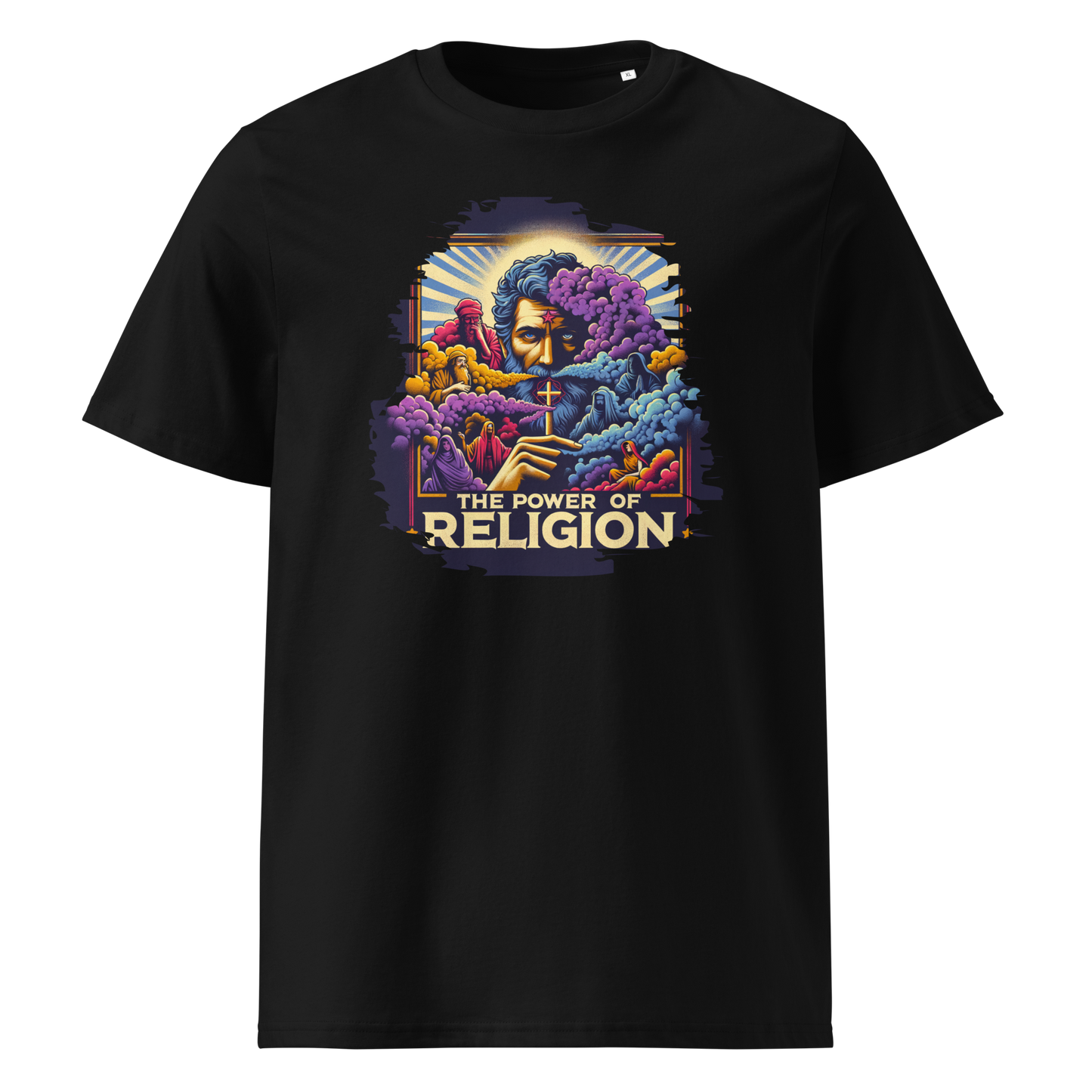 Schwarz: Herren Bio T-Shirt Religion Schwarz von TextilRebell – GOTS-zertifiziert, 180 g/m², nachhaltiger Streetwear-Style