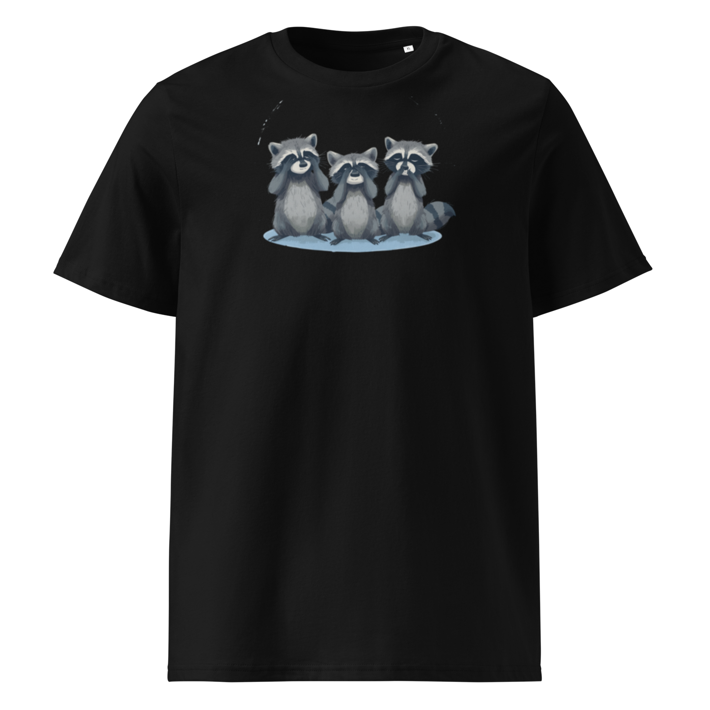 Schwarz: Damen Bio T-Shirt Waschbär Schwarz von TextilRebell – GOTS-zertifiziert, 180 g/m², nachhaltiger Streetwear-Style