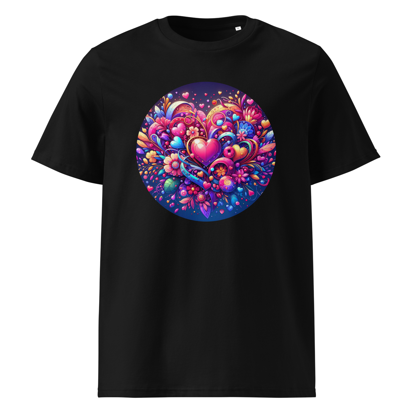 Schwarz: Damen Bio T-Shirt Herzen Schwarz von TextilRebell – GOTS-zertifiziert, 180 g/m², nachhaltiger Streetwear-Style
