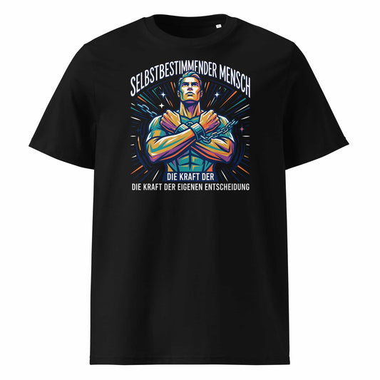 Herren Bio-Baumwolle T-Shirt Kraft in Schwarz – Frontansicht, GOTS-zertifizierte Bio-Baumwolle, 180 g/m², TextilRebell