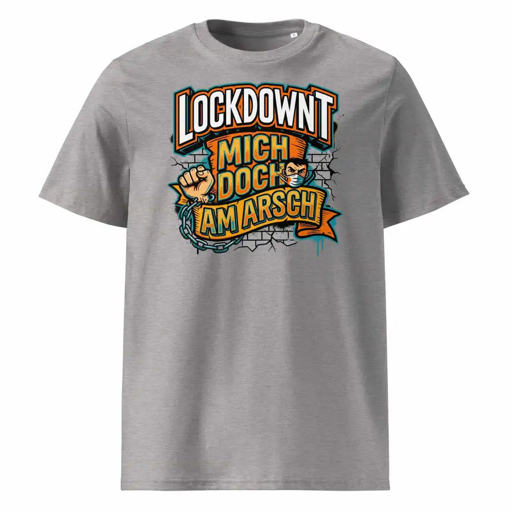 Herren Bio T-Shirt Lockdownt Heather Grau von TextilRebell – GOTS-zertifiziert, 180 g/m², nachhaltiger Streetwear-Style