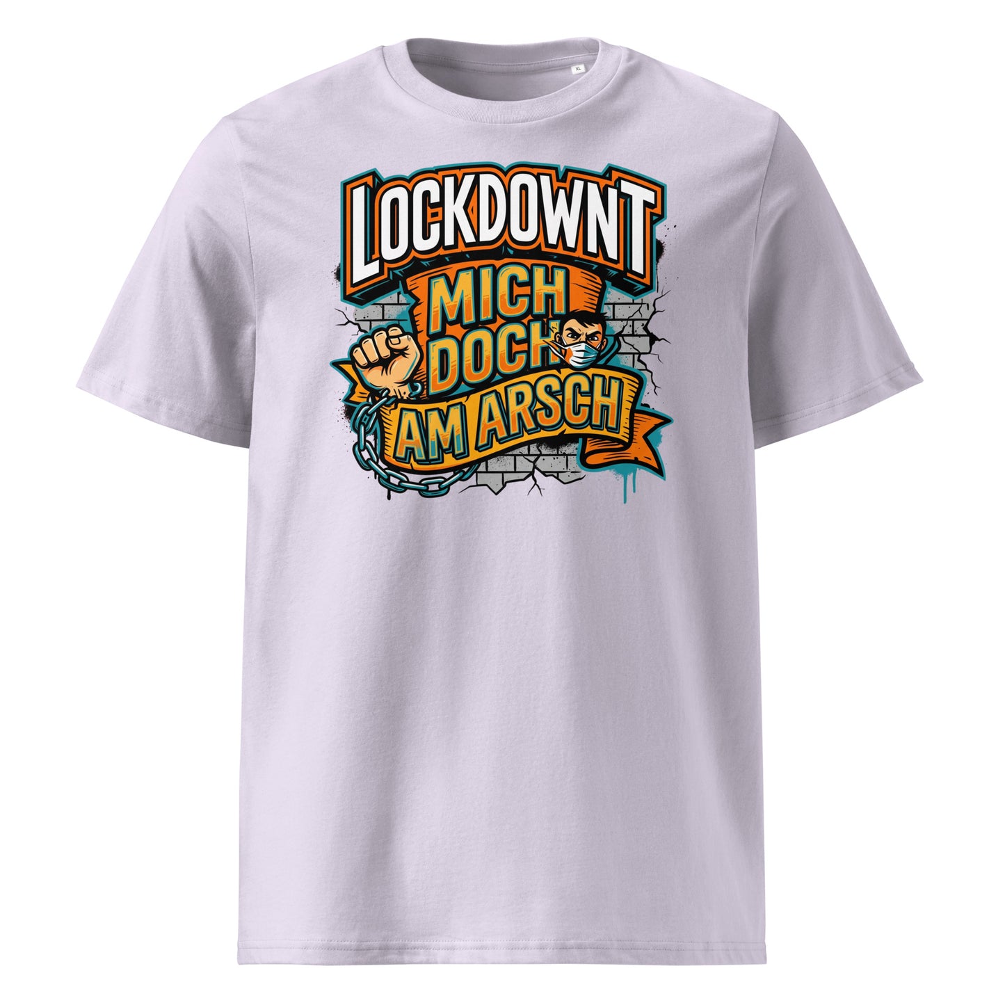 Lavendel (Lifestyle): Herren Bio T-Shirt Lockdownt Lavendel von TextilRebell – GOTS-zertifiziert, 180 g/m², Statement Streetwear