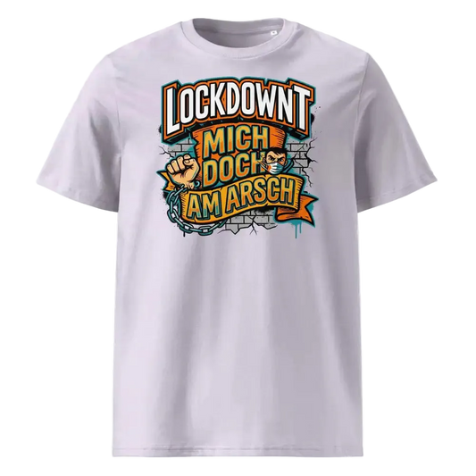 Herren Bio T-Shirt Lockdownt Lavendel von TextilRebell – GOTS-zertifiziert, 180 g/m², Statement Streetwear
