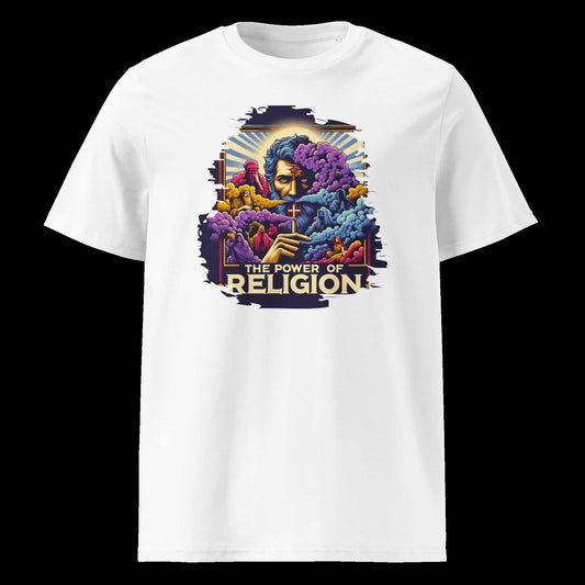 Weiß (Lifestyle): Herren Bio T-Shirt Religion Weiß von TextilRebell – GOTS-zertifiziert, 180 g/m², Statement Streetwear