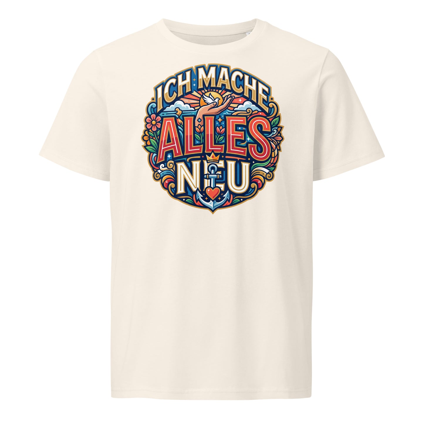 Herren Bio T-Shirt „Alles Neu" in Vintage White – 100% GOTS Bio-Baumwolle, 155 g/m², normale Passform, S–2XL, faire Produktion | TextilRebell