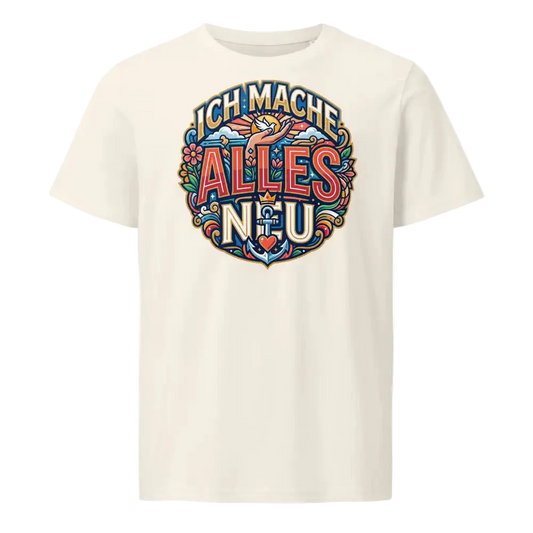 Herren Bio T-Shirt „Alles Neu" in Vintage White – 100% GOTS Bio-Baumwolle, 155 g/m², normale Passform, S–2XL, faire Produktion | TextilRebell