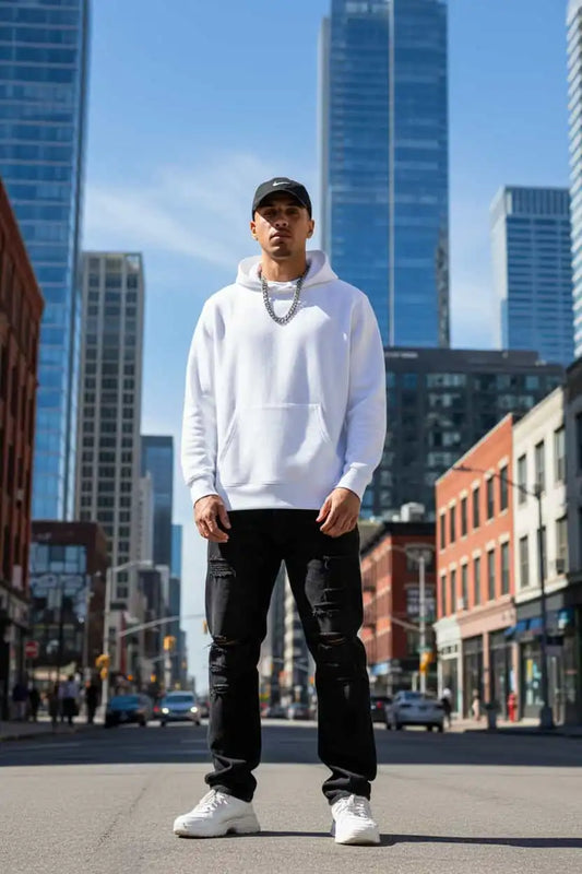 Herren Bio Hoodie Es Reicht Weiß von TextilRebell – GOTS-zertifiziert, 100% Bio-Baumwolle, faire Produktion