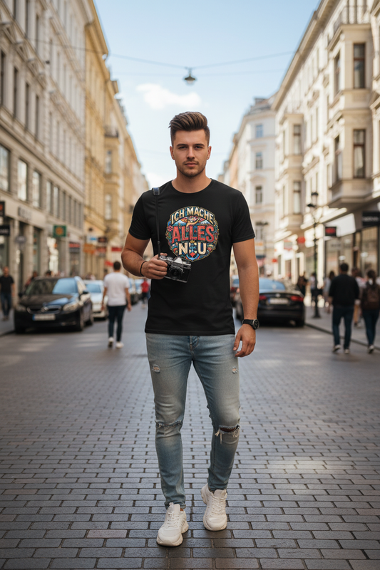 Herren Bio T-Shirt „Alles Neu" in Schwarz – 100% GOTS-zertifizierte Bio-Baumwolle, 155 g/m², nachhaltige Streetwear | TextilRebell