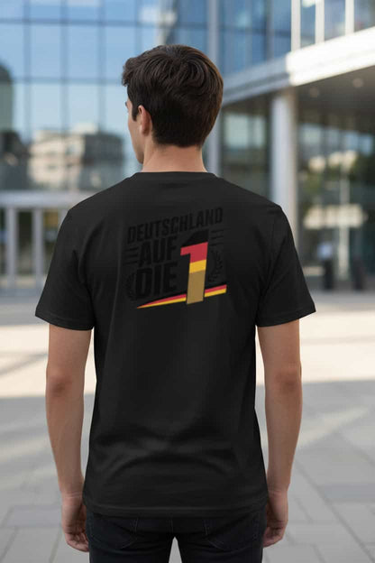 Schwarz: Herren Bio T-Shirt Auf die 1 Schwarz von TextilRebell – GOTS-zertifiziert, 180 g/m², nachhaltiger Streetwear-Style