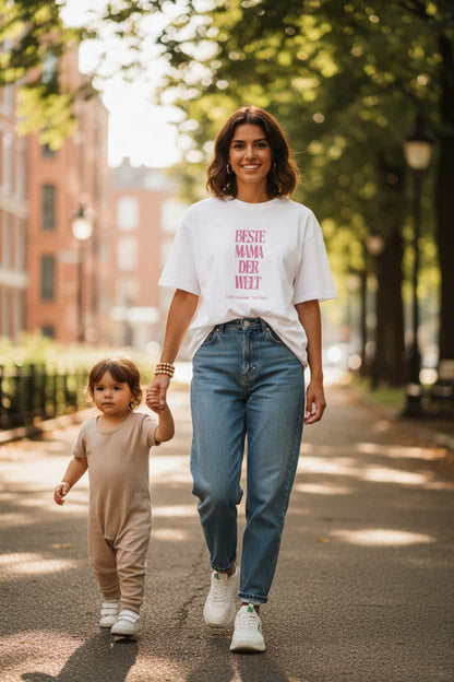 Weiß: Damen Bio T-Shirt Mama Weiß von TextilRebell – GOTS-zertifiziert, Oversized, 100% Bio-Baumwolle, faire Produktion