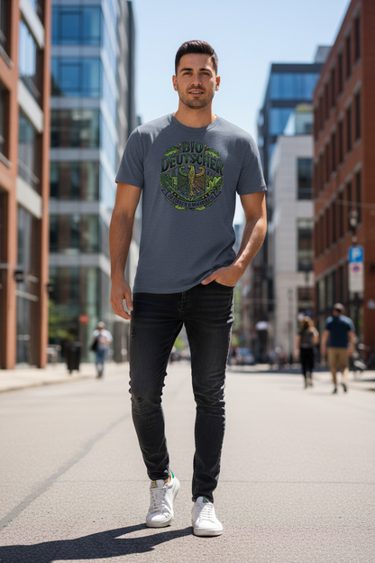 Herren Bio T-Shirt Dark Heather Blue mit Bio Deutscher Adler Print – GOTS-zertifiziert | TextilRebell