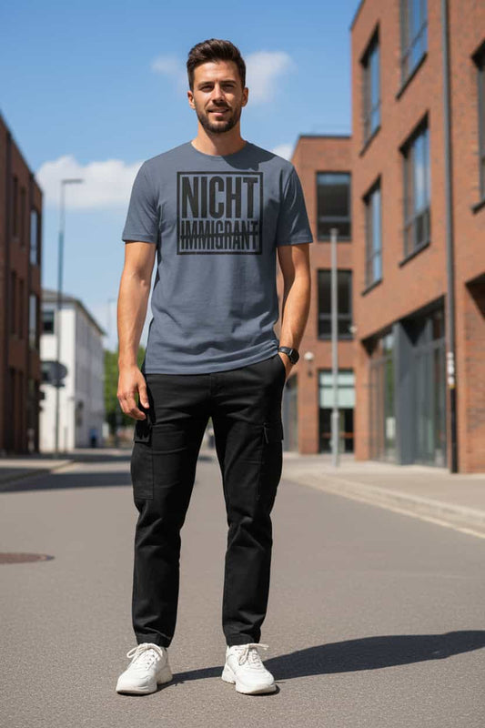 Unisex Statement T-Shirt Nicht in Dark Heather Blue – Männer Streetwear Lifestyle – 100% Bio-Baumwolle GOTS zertifiziert – TextilRebell