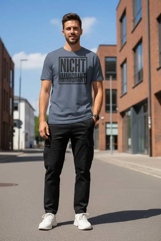 Unisex Statement T-Shirt Nicht in Dark Heather Blue – Männer Streetwear Lifestyle – 100% Bio-Baumwolle GOTS zertifiziert – TextilRebell