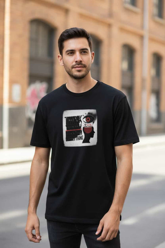 Schwarz: Herren Bio T-Shirt Denk Schwarz von TextilRebell – GOTS-zertifiziert, 180 g/m², nachhaltiger Streetwear-Style