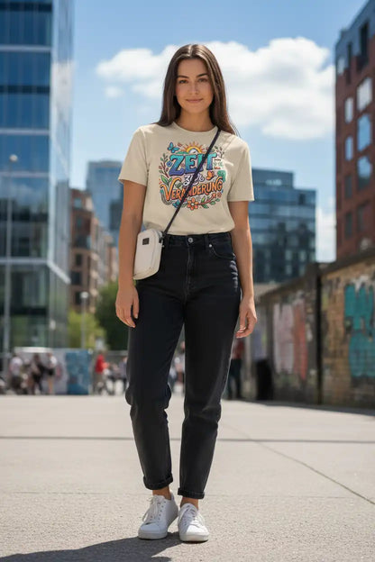  Damen T-Shirt „Zeit zur Veränderung" in Desert Dust – 100% Bio-Baumwolle GOTS | TextilRebell
