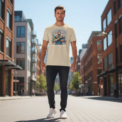 Herren Bio-Baumwolle T-Shirt Kraft in Desert Dust – Frontansicht, GOTS-zertifizierte Bio-Baumwolle, 180 g/m², TextilRebell