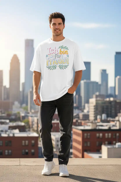 Unisex Oversized T-Shirt „Ich bin für Frieden" – Weiß – 100% Bio-Baumwolle GOTS 200g – TextilRebell
