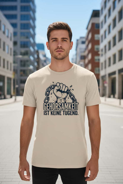 „Herren Bio T-Shirt Gehorsamkeit von TextilRebell – 100% GOTS-zertifizierte Bio-Baumwolle, nachhaltiges Statement Streetwear"