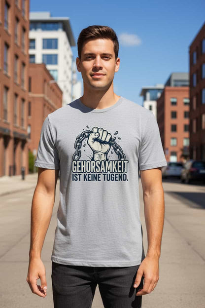 „Herren Bio T-Shirt Gehorsamkeit von TextilRebell – 100% GOTS-zertifizierte Bio-Baumwolle, nachhaltiges Statement Streetwear"