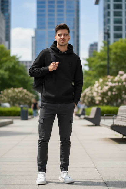 Herren Bio Hoodie Question Everything Schwarz – Model Park