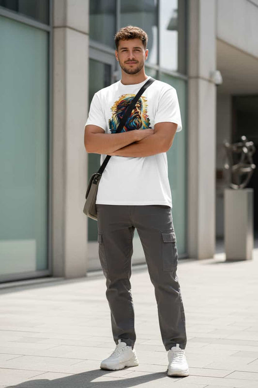 Weiß : Herren Bio T-Shirt Mann Weiß Rückseite von TextilRebell – GOTS-zertifiziert, 180 g/m², nachhaltiger Streetwear-Style