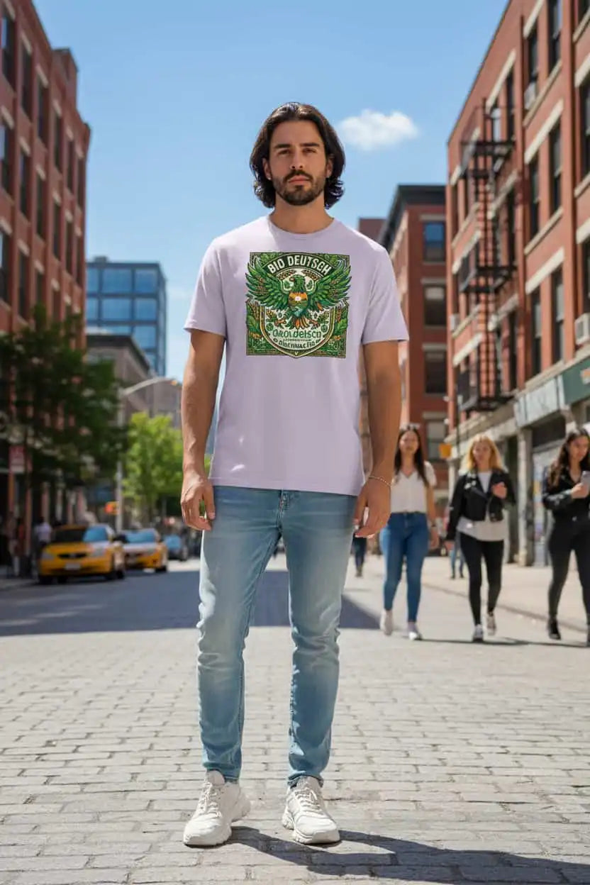 Herren Bio T-Shirt „Deutsch" – Lavendel – GOTS-zertifiziert, 100% Bio-Baumwolle – TextilRebell