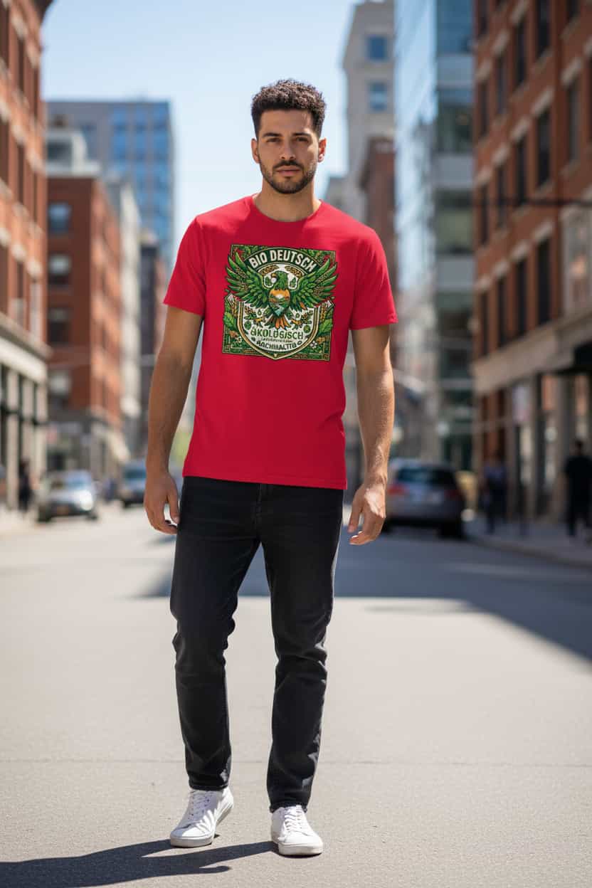 Herren Bio T-Shirt „Deutsch" – Rot – GOTS-zertifiziert, 100% Bio-Baumwolle – TextilRebell