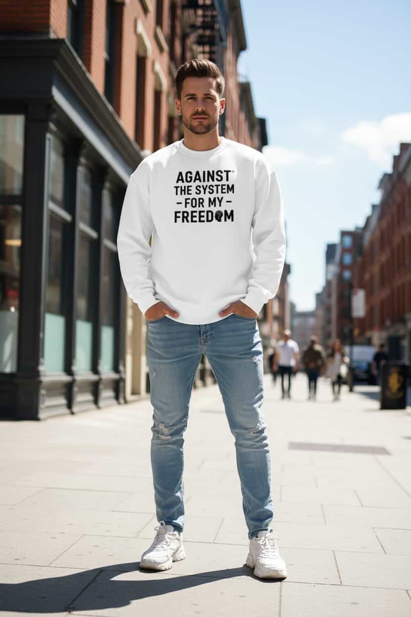 Weiß: Herren Bio Hoodie Gegen Weiß von TextilRebell – GOTS-zertifiziert, 350 g/m², Oversized-Passform, nachhaltiger Streetwear-Style