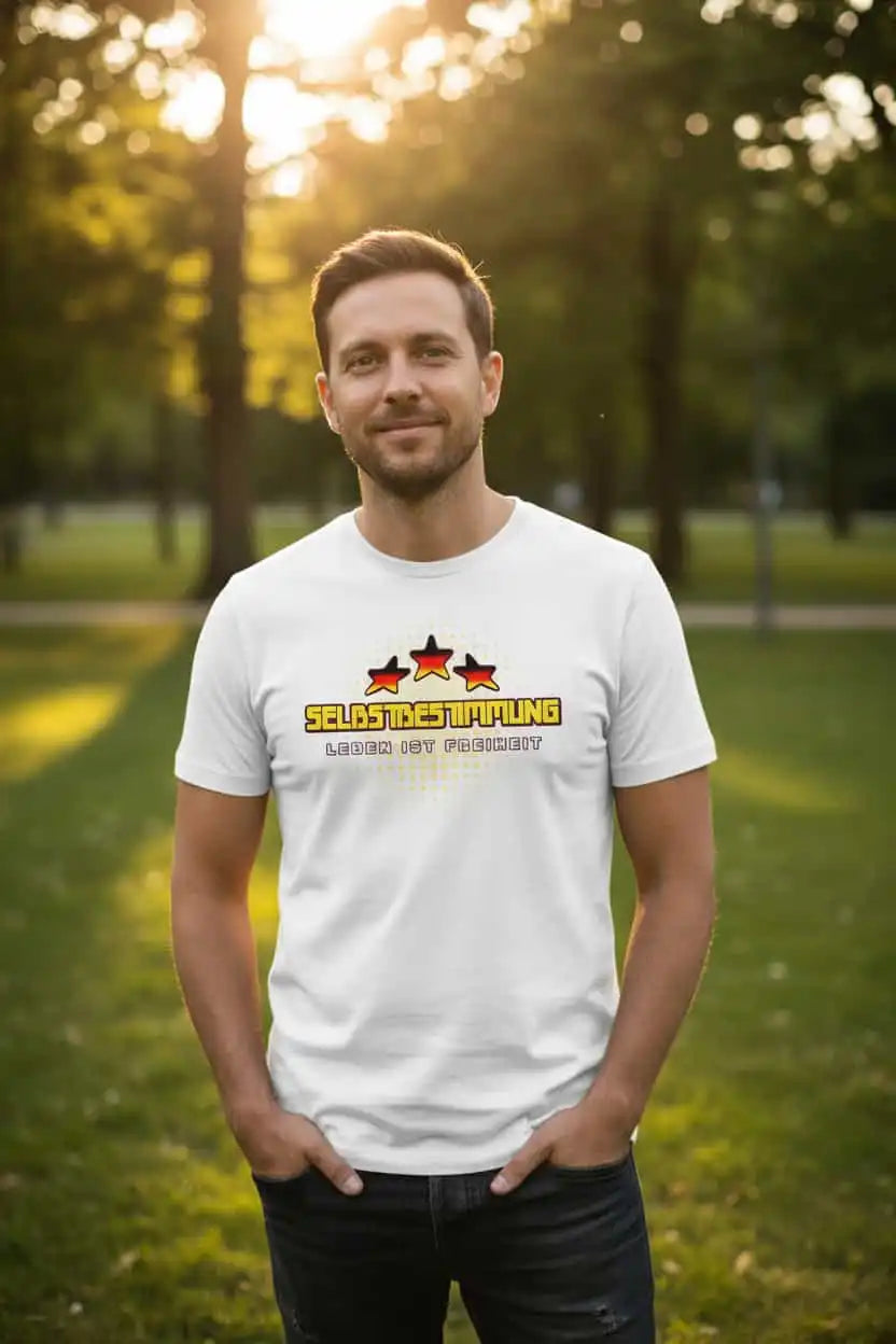 Weiß: Herren Bio T-Shirt Selbstbestimmung Weiß von TextilRebell – GOTS-zertifiziert, 180 g/m², faire Produktion