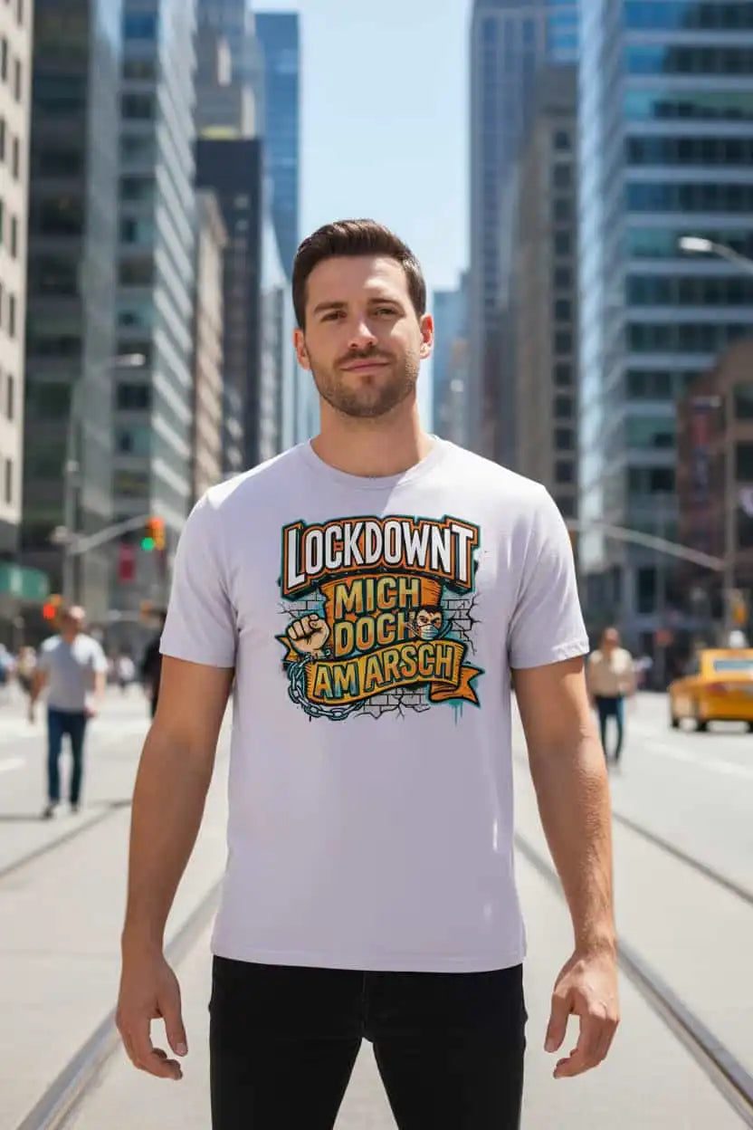 Herren Bio T-Shirt Lockdownt Lavendel von TextilRebell – GOTS-zertifiziert, 180 g/m², Statement Streetwear