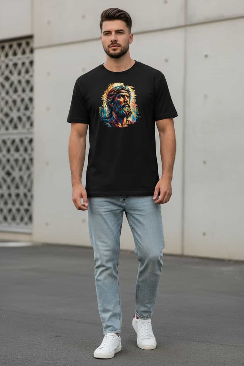 Schwarz : Herren Bio T-Shirt Mann Schwarz Rückseite von TextilRebell – GOTS-zertifiziert, 180 g/m², nachhaltiger Streetwear-Style