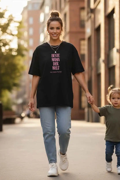 Damen Bio T-Shirt Mama Schwarz von TextilRebell – GOTS-zertifiziert, Oversized, 100% Bio-Baumwolle, nachhaltiger Lifestyle-Style