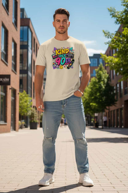Herren T-Shirt Kind der 90er – 100% Bio-Baumwolle, GOTS zertifiziert, Farbe Desert Dust"