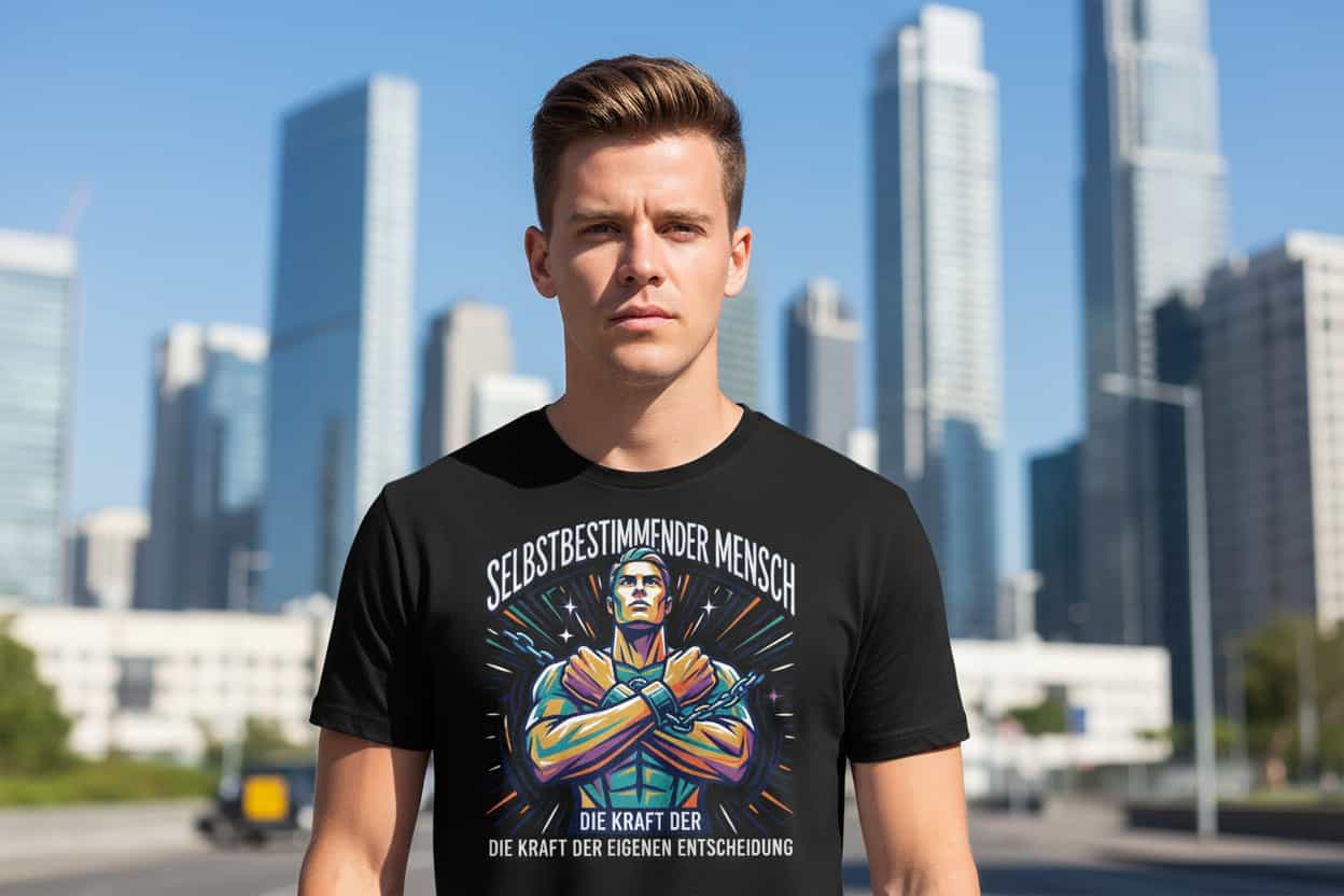 Herren Bio-Baumwolle T-Shirt Kraft in Schwarz – Frontansicht, GOTS-zertifizierte Bio-Baumwolle, 180 g/m², TextilRebell