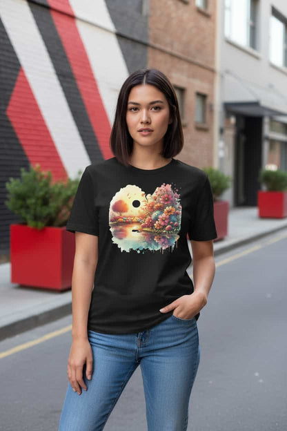 Schwarz: Lockeres Damen Bio T-Shirt See Schwarz von TextilRebell – GOTS-zertifiziert, entspannter Schnitt, nachhaltige Mode
