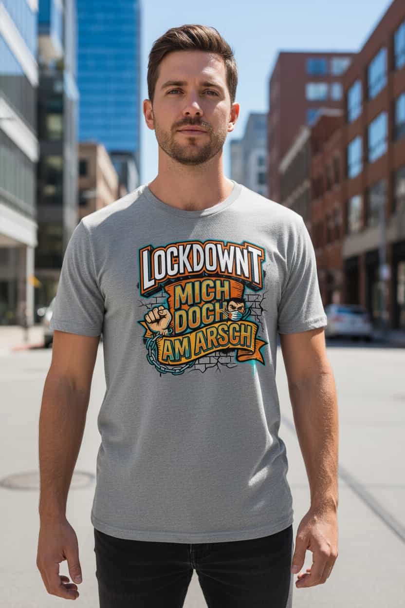 Heather Grau (Lifestyle): Herren Bio T-Shirt Lockdownt Heather Grau von TextilRebell – GOTS-zertifiziert, 180 g/m², nachhaltiger Streetwear-Style