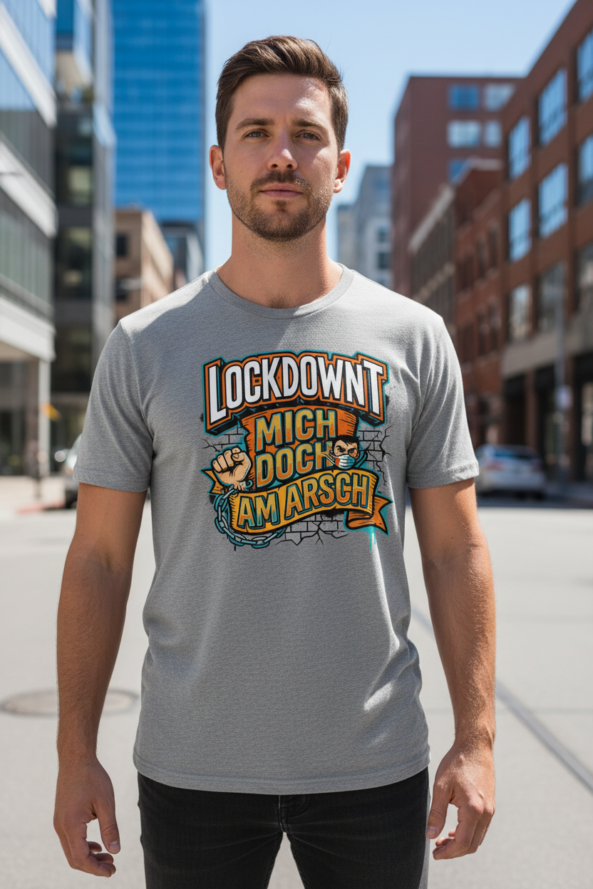 Heather Grau (Lifestyle): Herren Bio T-Shirt Lockdownt Heather Grau von TextilRebell – GOTS-zertifiziert, 180 g/m², nachhaltiger Streetwear-Style