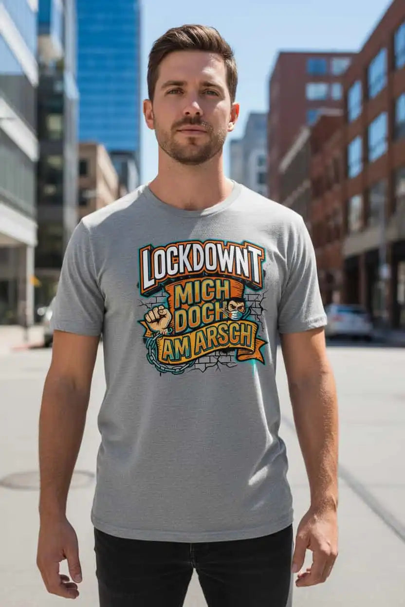 Herren Bio T-Shirt Lockdownt Heather Grau von TextilRebell – GOTS-zertifiziert, 180 g/m², nachhaltiger Streetwear-Style