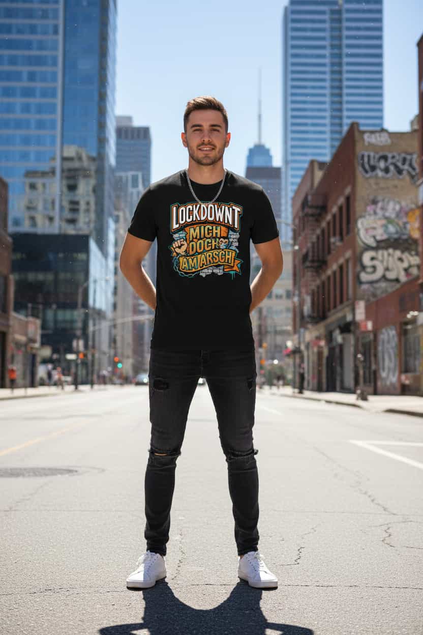 Schwarz (Lifestyle): Herren Bio T-Shirt Lockdownt Schwarz von TextilRebell – GOTS-zertifiziert, 180 g/m², nachhaltiger Streetwear-Style