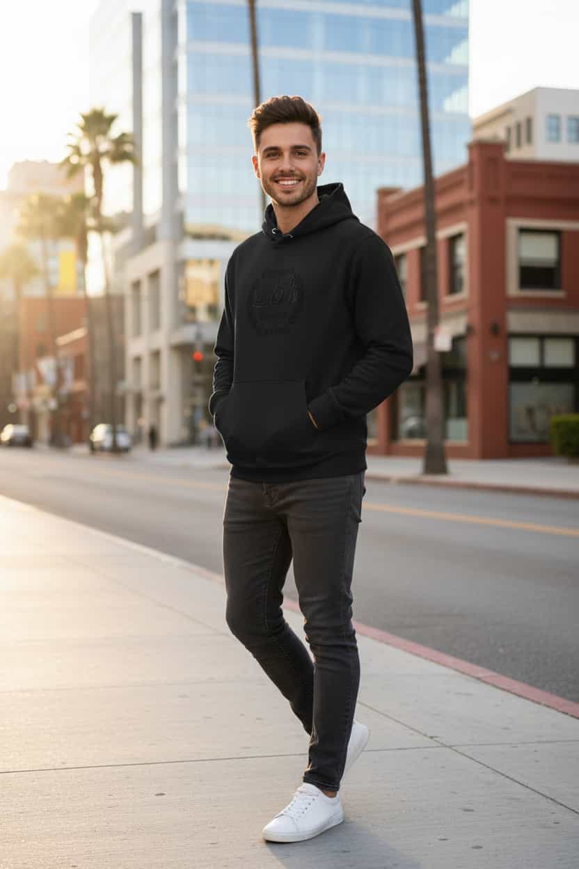 Schwarz: Herren Bio Hoodie Germans are Poets Thinkers and Warriors Schwarz von TextilRebell – GOTS-zertifiziert, 350 g/m²