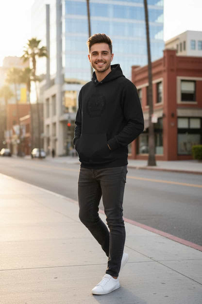 Schwarz: Herren Bio Hoodie Germans are Poets Thinkers and Warriors Schwarz von TextilRebell – GOTS-zertifiziert, 350 g/m²