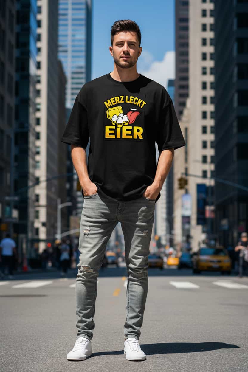 Herren Oversized Bio T-Shirt "Eier" in Weiß – TextilRebell, 100% Bio-Baumwolle, nachhaltige Streetwear
