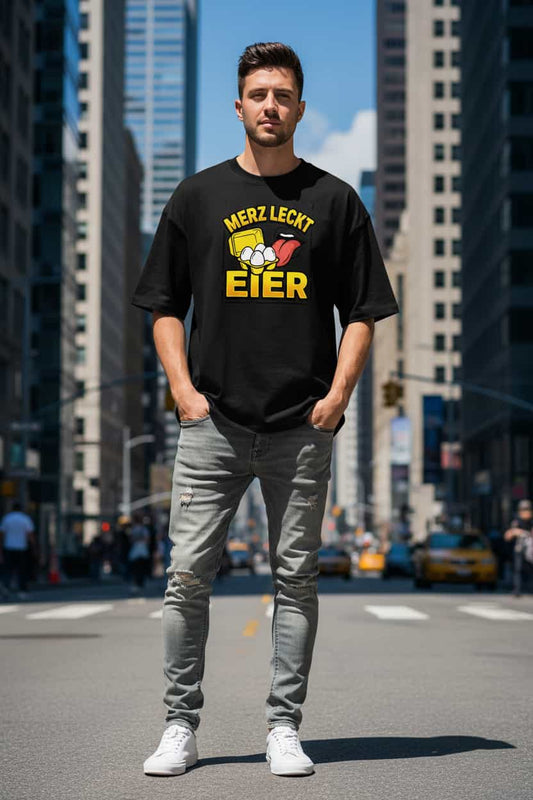 Herren Oversized Bio T-Shirt "Eier" in Weiß – TextilRebell, 100% Bio-Baumwolle, nachhaltige Streetwear
