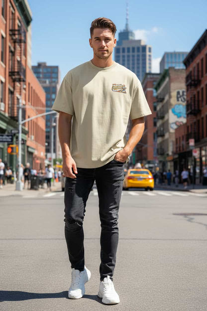 Oversized Herren T-Shirt Stein Frontansicht – TextilRebell Montag, 100% Bio-Baumwolle GOTS-zertifiziert