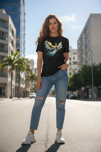Damen Bio T-Shirt Phönix Schwarz von TextilRebell – GOTS-zertifiziert, 180 g/m², nachhaltiger Streetwear-Style